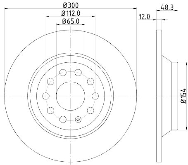 HELLA 8DD 355 119-481 Bremsscheibe f&uuml;r AUDI