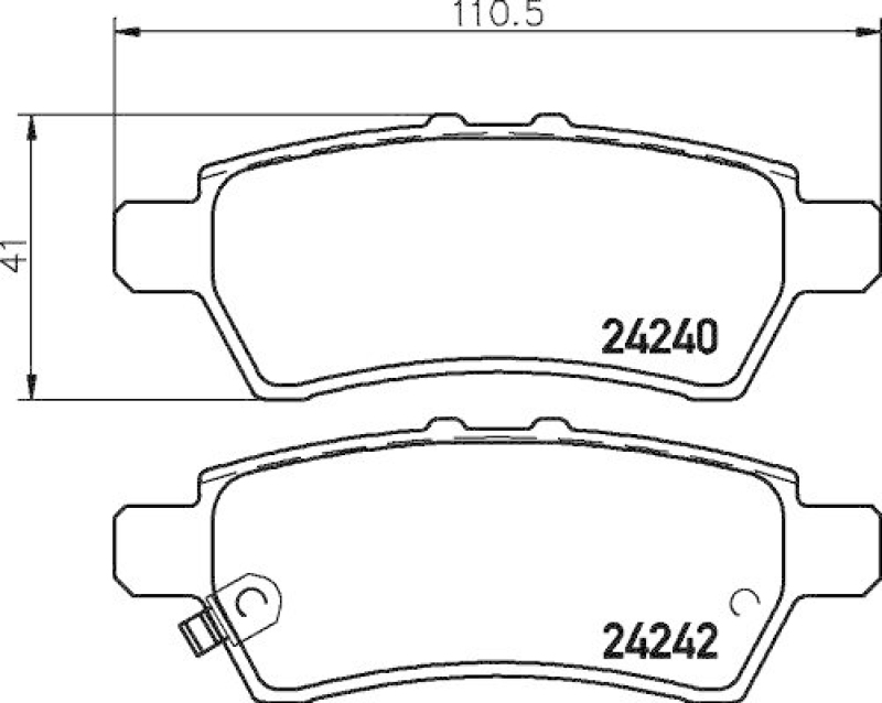 HELLA 8DB 355 012-081 Bremsbelagsatz, Scheibenbremsbelag für NISSAN