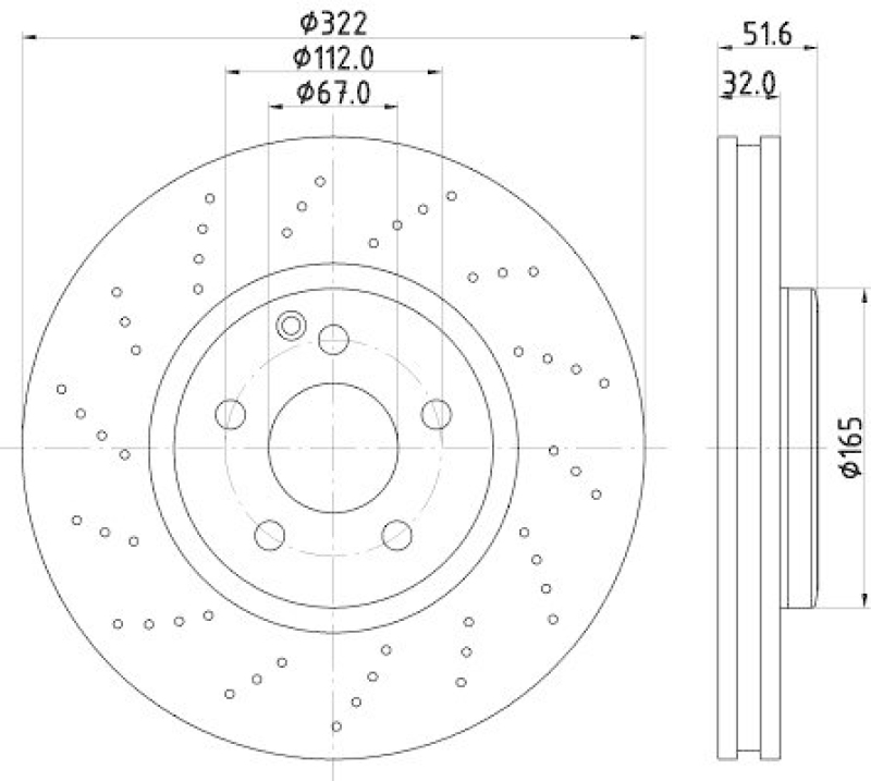 HELLA 8DD 355 122-911 Bremsscheibe f&uuml;r MB