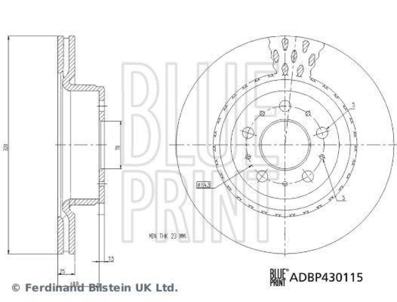 BLUE PRINT ADBP430115 Bremsscheibe f&uuml;r Tesla