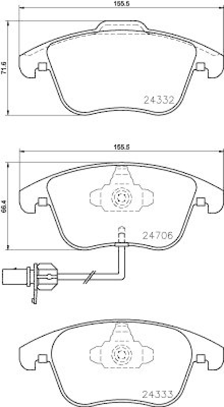 HELLA 8DB 355 013-861 Bremsbelagsatz, Scheibenbremsbelag für AUDI