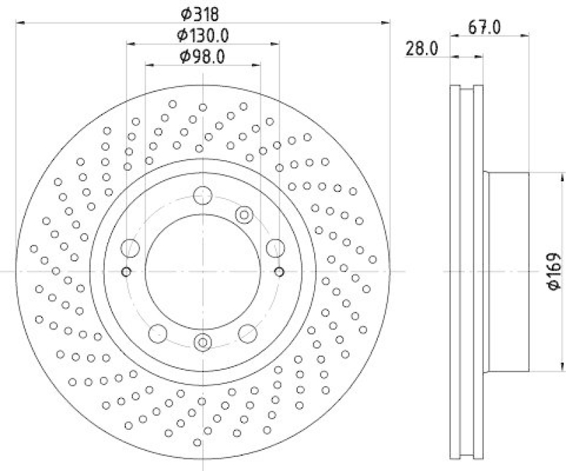 HELLA 8DD 355 127-511 Bremsscheibe f&uuml;r PORSCHE