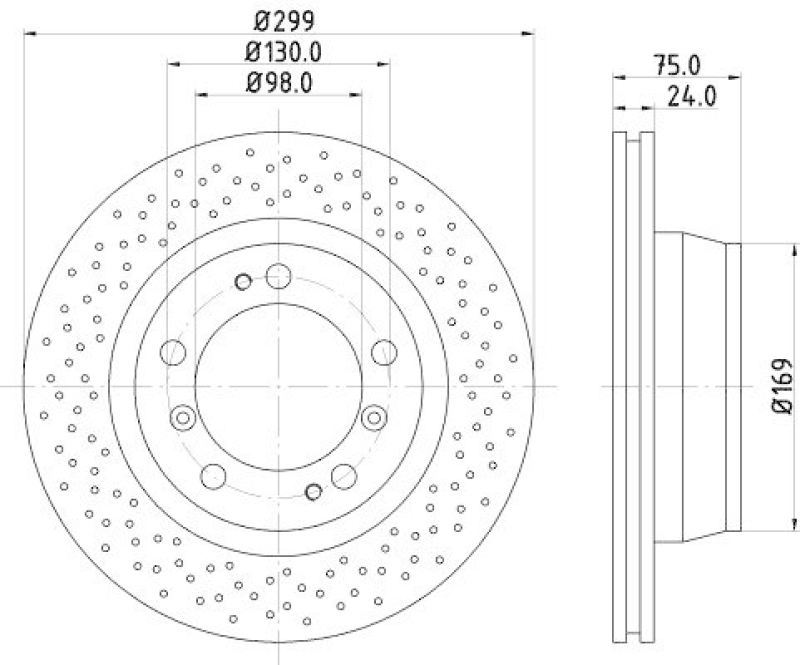 HELLA 8DD 355 127-521 Bremsscheibe f&uuml;r PORSCHE