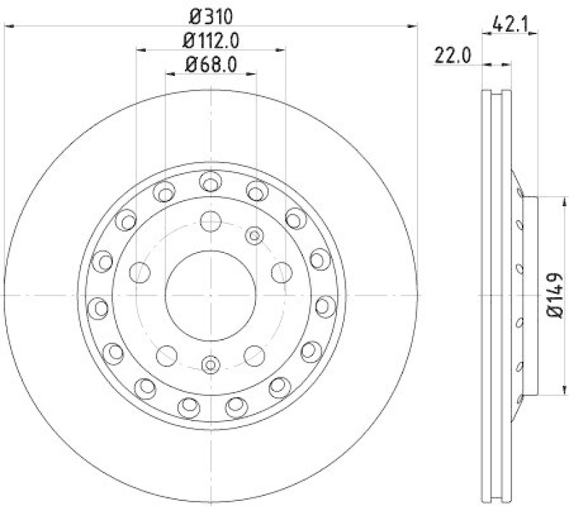 HELLA 8DD 355 128-651 Bremsscheibe f&uuml;r VW/AUDI