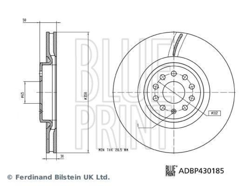 BLUE PRINT ADBP430185 Bremsscheibe f&uuml;r VW-Audi