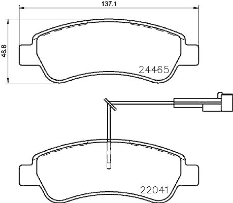 HELLA 8DB 355 021-901 Bremsbelagsatz, Scheibenbremsbelag für FIAT/P.S.A