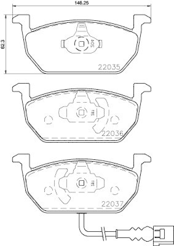 HELLA 8DB 355 021-951 Bremsbelagsatz, Scheibenbremsbelag f&uuml;r AUDI/AUDI (FAW)/SEAT/...