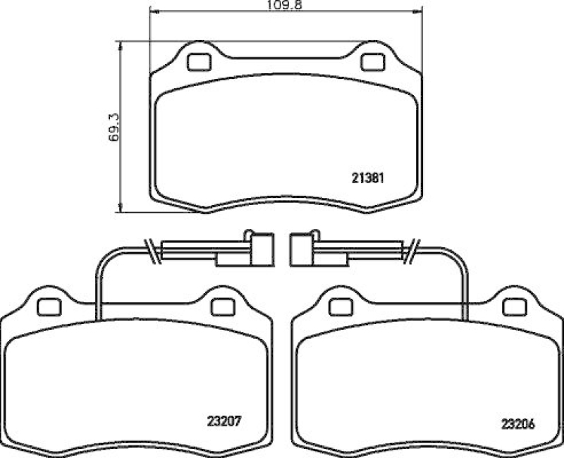 HELLA 8DB 355 018-421 Bremsbelagsatz, Scheibenbremsbelag f&uuml;r ALFA/FIAT/CHRYSLER