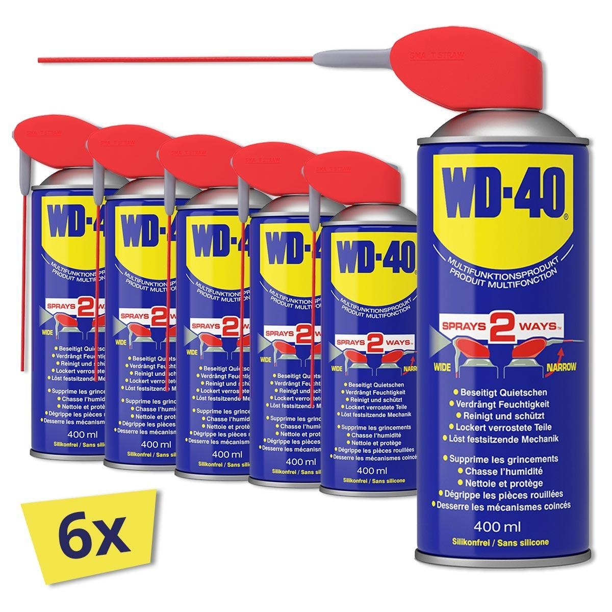6x WD-40 49425 Multifunktionsprodukt Smart Straw 400 ml (2400 ml)