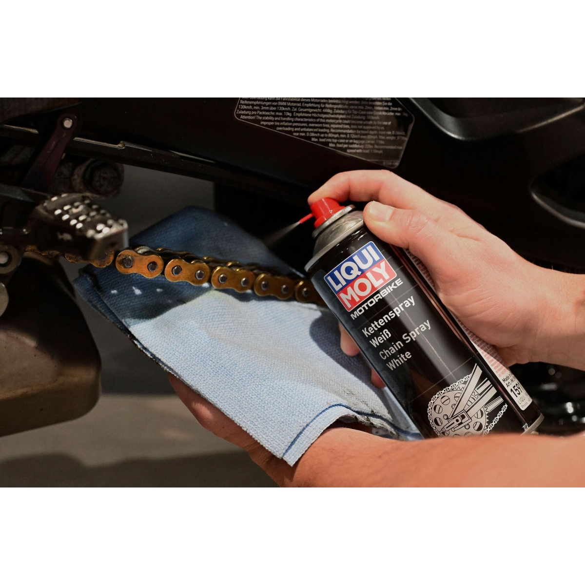 LIQUI MOLY 1591 Kettenspray Motorbike Kettenspray weiß Dose 400 ml