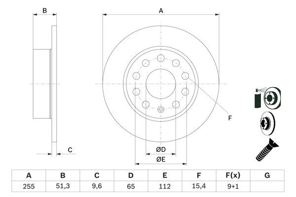BOSCH 0 986 479 099 Bremsscheiben &Oslash; 255mm f&uuml;r Hinterachse
