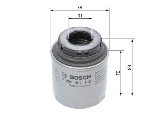 BOSCH F 026 407 183 &Ouml;lfilter P7183 &Oslash; 762mm H&ouml;he 74mm