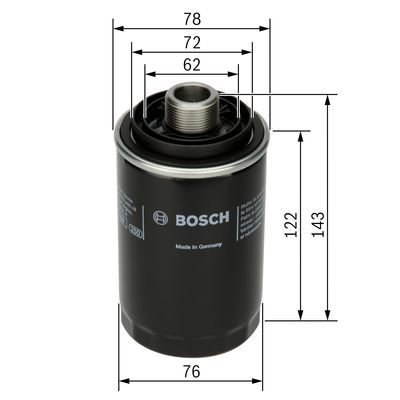 BOSCH F 026 407 080 Ölfilter P7080 Ø 76mm Höhe 143mm
