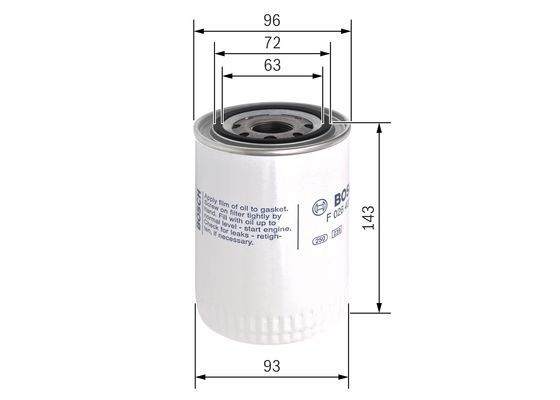 BOSCH F 026 407 121 Ölfilter P7121 Ø 93mm Höhe 1426mm