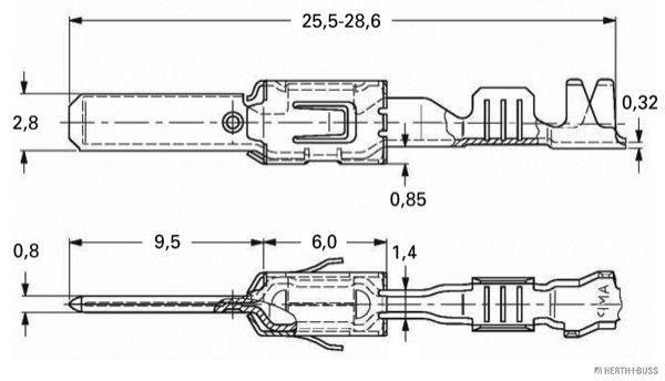HERTH+BUSS 50251872 Crimpverbinder AMP Tyco JPT, 2,8 mm, 1,5 - 2,5 mm&sup2;