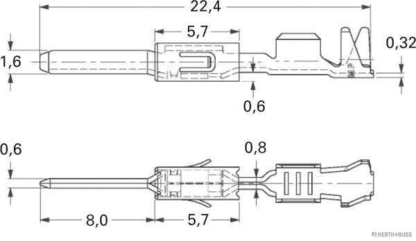 HERTH+BUSS 50253312 Crimpverbinder AMP Tyco MT II, 1,6 mm, 0,5 - 1 mm²