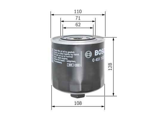 BOSCH 0 451 103 257 &Ouml;lfilter P3257 &Oslash; 108mm H&ouml;he 128mm