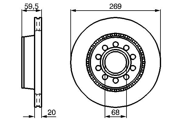 BOSCH 0 986 478 614 Bremsscheiben &Oslash; 269mm f&uuml;r Hinterachse
