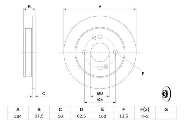 BOSCH 0 986 479 256 Bremsscheiben &Oslash; 234mm f&uuml;r Hinterachse