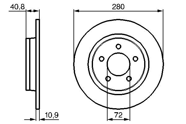 BOSCH 0 986 479 181 Bremsscheiben &Oslash; 280mm f&uuml;r Hinterachse