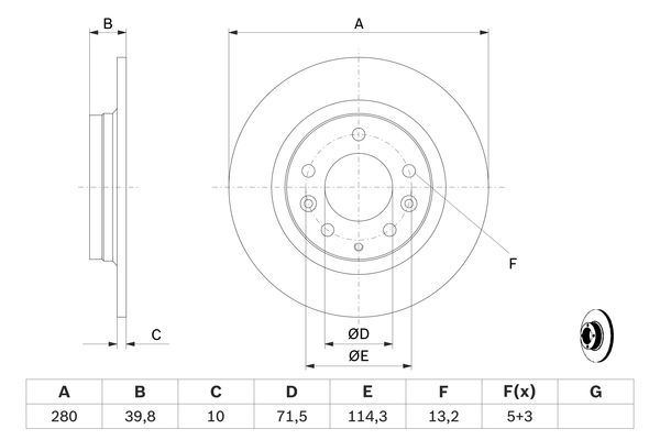 BOSCH 0 986 479 131 Bremsscheiben &Oslash; 280mm f&uuml;r Hinterachse