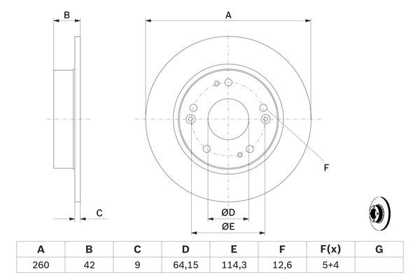 BOSCH 0 986 479 451 Bremsscheiben &Oslash; 260mm f&uuml;r Hinterachse