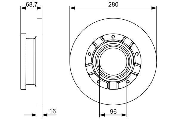 BOSCH 0 986 479 389 Bremsscheibe Ø 280mm für Hinterachse