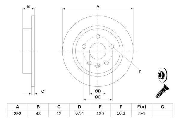 BOSCH 0 986 479 513 Bremsscheiben &Oslash; 292mm f&uuml;r Hinterachse