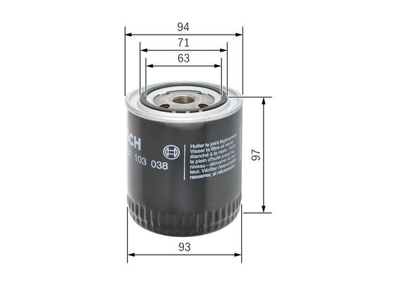BOSCH 0 451 103 038 &Ouml;lfilter P3038 &Oslash; 93mm H&ouml;he 114mm