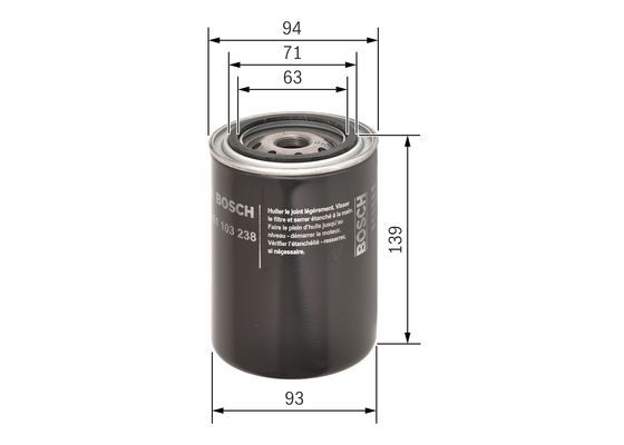 BOSCH 0 451 103 238 &Ouml;lfilter P3238 &Oslash; 93mm H&ouml;he 139mm