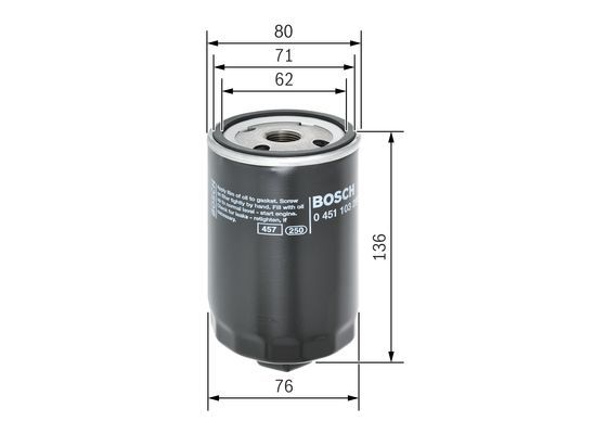 BOSCH 0 451 103 280 &Ouml;lfilter P3280 &Oslash; 76mm H&ouml;he 136mm