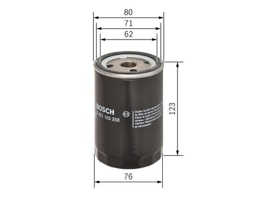 BOSCH 0 451 103 258 &Ouml;lfilter P3258 &Oslash; 76mm H&ouml;he 123mm
