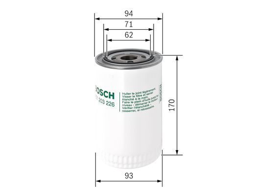 BOSCH 0 451 203 226 &Ouml;lfilter P3226 &Oslash; 93mm H&ouml;he 170mm