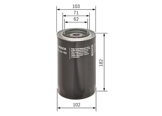 BOSCH 0 451 302 182 Ölfilter P2182 Ø 102mm Höhe 182mm