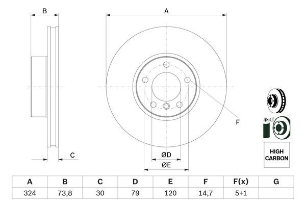 BOSCH 0 986 478 024 Bremsscheibe &Oslash; 324mm f&uuml;r Vorderachse