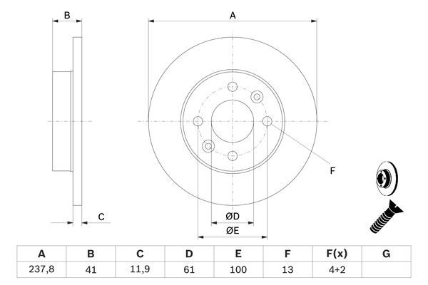 BOSCH 0 986 478 105 Bremsscheiben Ø 2378mm für Vorderachse