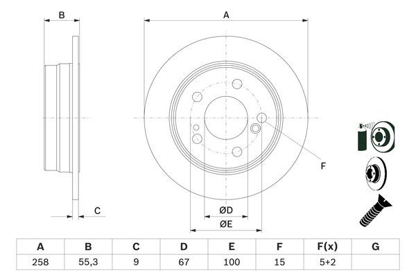 BOSCH 0 986 478 188 Bremsscheiben &Oslash; 258mm