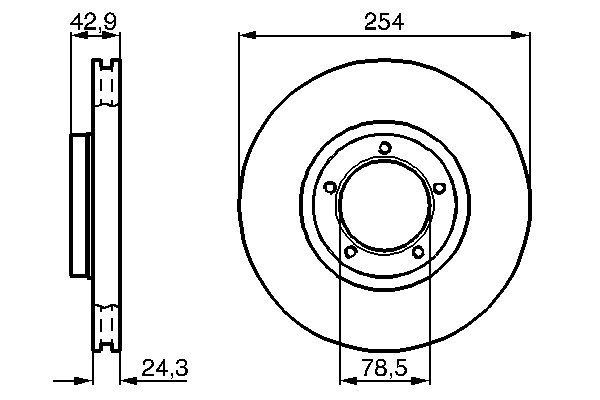 BOSCH 0 986 478 160 Bremsscheiben &Oslash; 254mm f&uuml;r Vorderachse