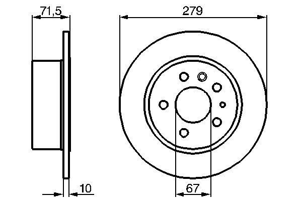 BOSCH 0 986 478 199 Bremsscheiben &Oslash; 279mm f&uuml;r Hinterachse