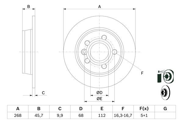 BOSCH 0 986 478 421 Bremsscheiben &Oslash; 268mm f&uuml;r Hinterachse