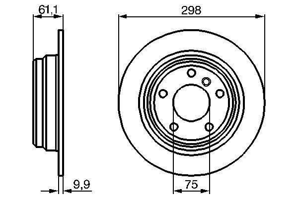 BOSCH 0 986 478 425 Bremsscheiben &Oslash; 298mm f&uuml;r Hinterachse