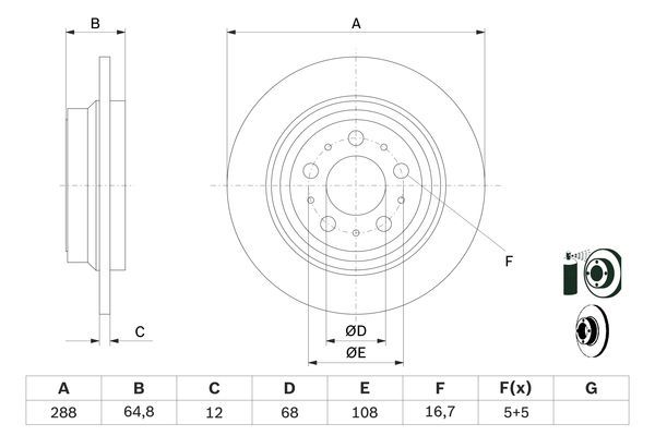 BOSCH 0 986 478 495 Bremsscheiben &Oslash; 288mm f&uuml;r Hinterachse