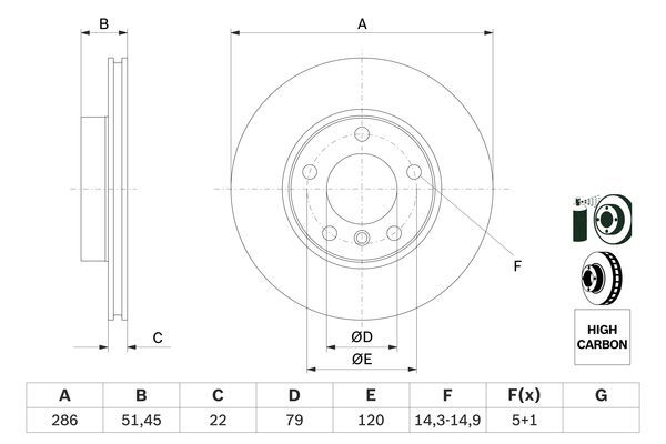 BOSCH 0 986 478 513 Bremsscheiben &Oslash; 2859mm f&uuml;r Vorderachse