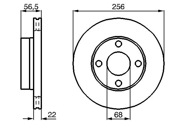BOSCH 0 986 478 550 Bremsscheiben &Oslash; 256mm f&uuml;r Vorderachse