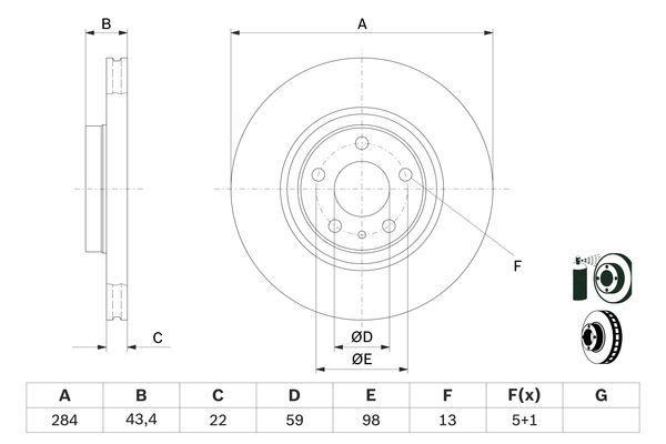BOSCH 0 986 478 521 Bremsscheiben &Oslash; 2839mm f&uuml;r Vorderachse