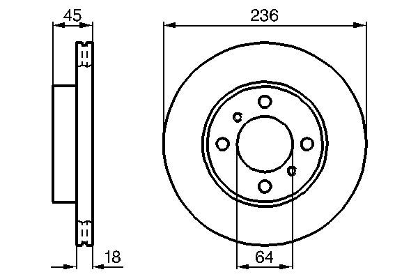 BOSCH 0 986 478 572 Bremsscheiben &Oslash; 236mm f&uuml;r Vorderachse
