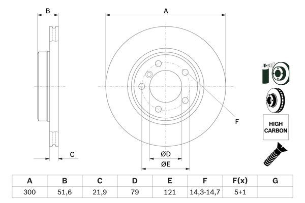 BOSCH 0 986 478 571 Bremsscheiben &Oslash; 2998mm f&uuml;r Vorderachse