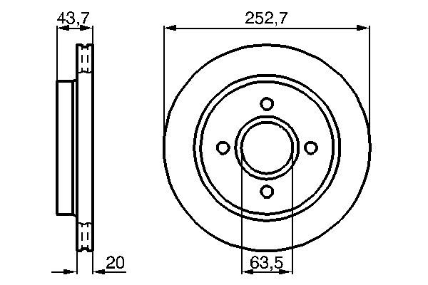 BOSCH 0 986 478 605 Bremsscheiben &Oslash; 253mm f&uuml;r Hinterachse