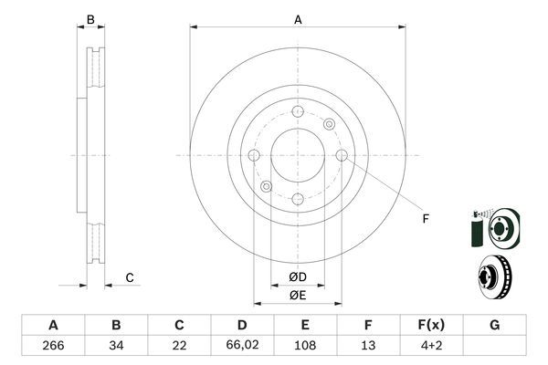 BOSCH 0 986 478 618 Bremsscheiben &Oslash; 266mm f&uuml;r Vorderachse