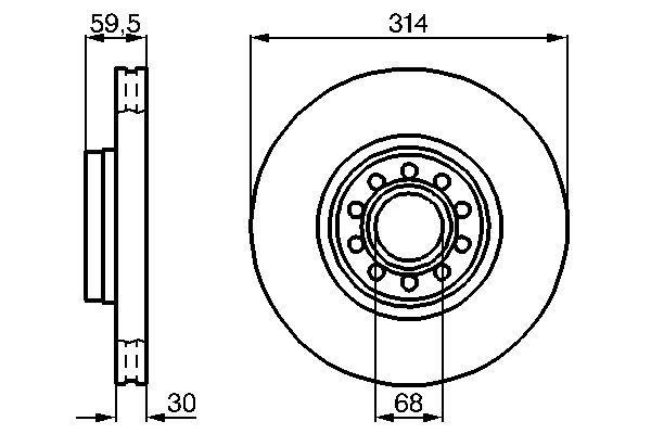 BOSCH 0 986 478 617 Bremsscheibe &Oslash; 314mm f&uuml;r Vorderachse